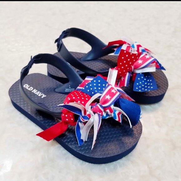 Fourth of July Flip Flops for Toddlers size 7 New Handcrafted - Picture 3 of 3